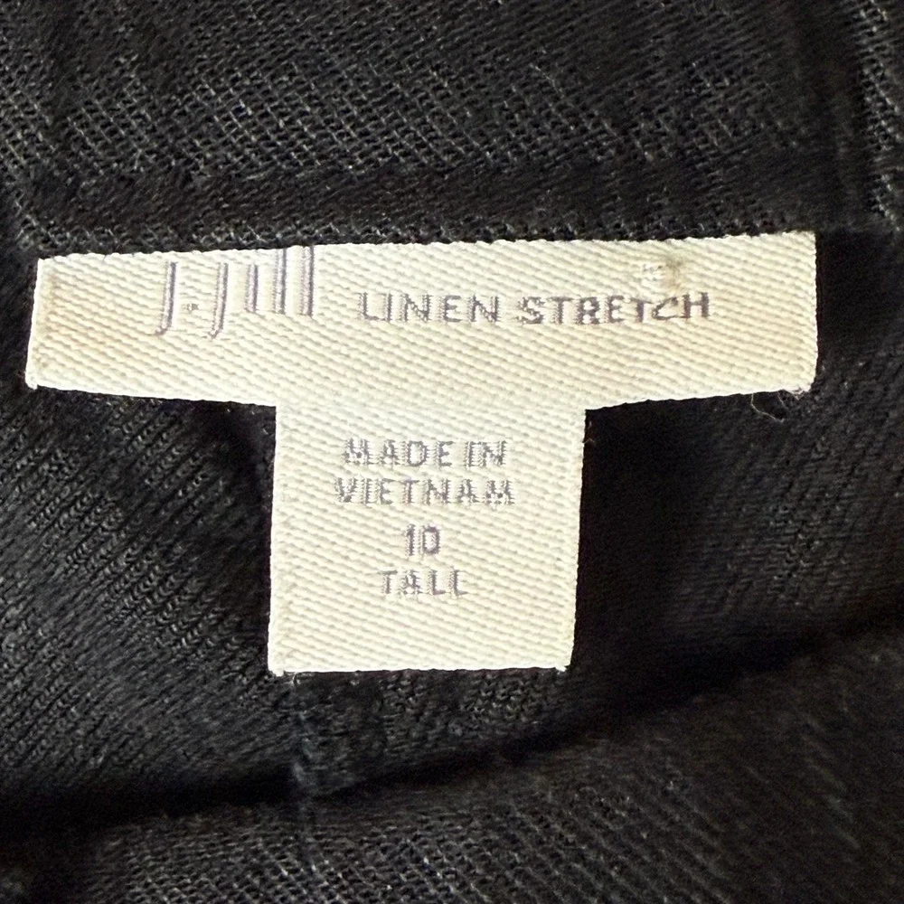 J Jill Pants Womens‎ 10 Tall Black Linen Blend Stretch Straight Leg Crop Beach